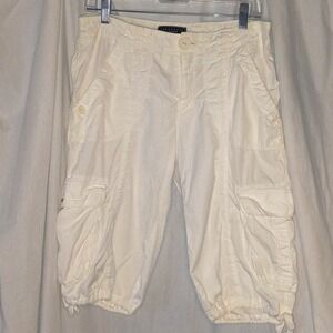 Sanctuary White‎ Capri Cargo Pants Drawstring Hem Utility Casual Medium M
